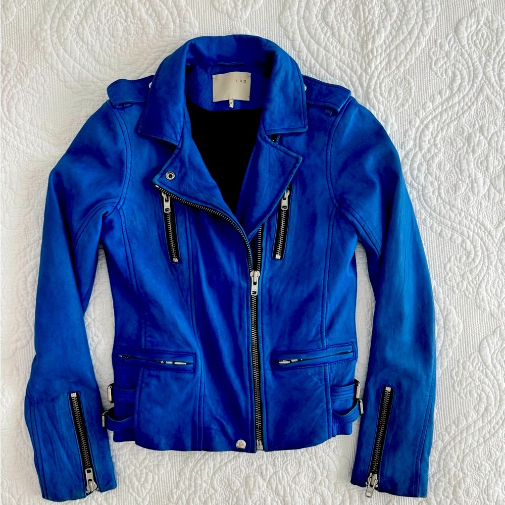 🔥 IRO Blue Leather Biker Jacket 🔥 - Picture 7 of 16